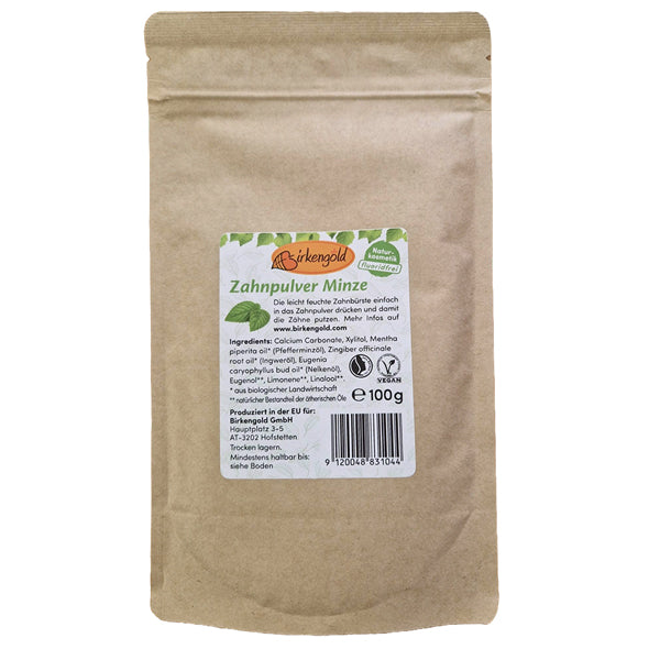Birkengold Zahnpulver Minze 100 g mit Xylit