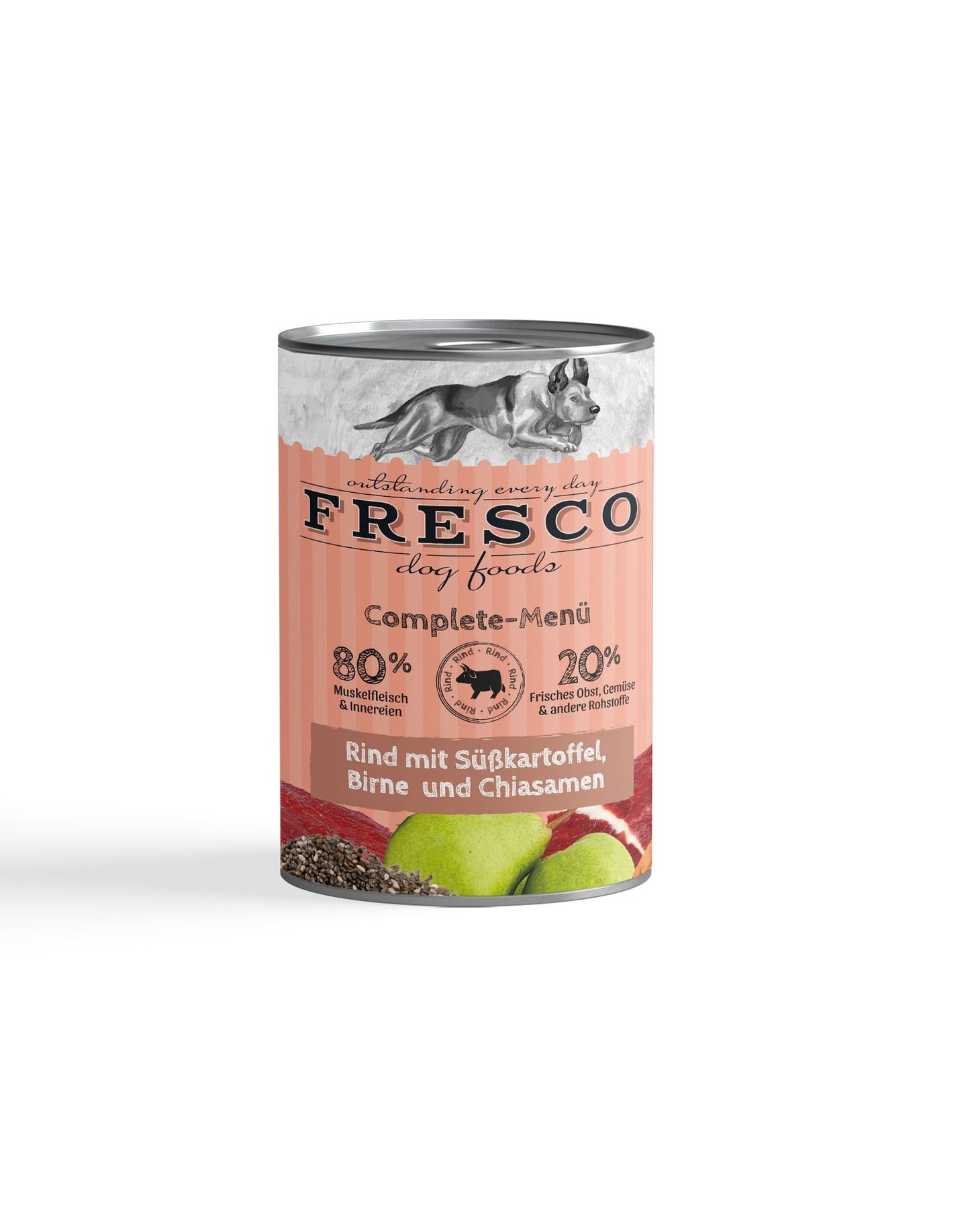 FRESCO - Complete Menü Rind mit Süßkartoffeln, Birne & Chiasamen (haltbares BARF) 1x400g