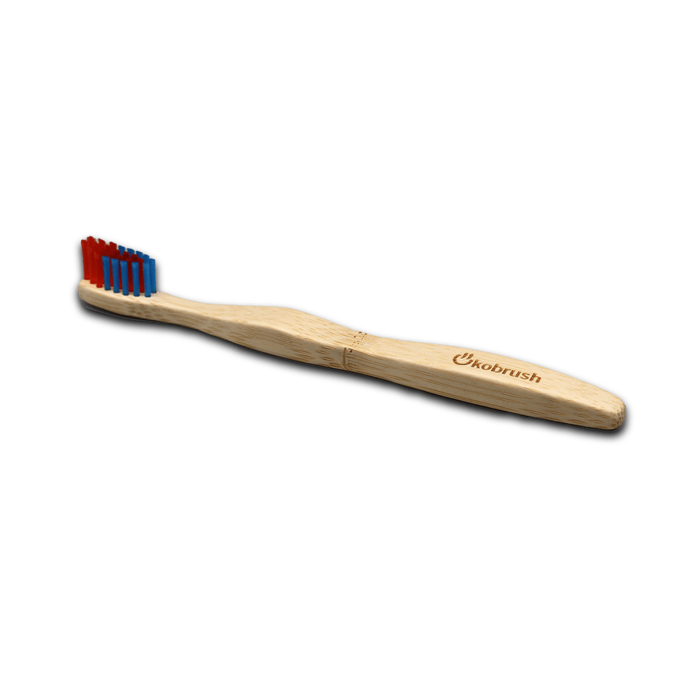 Bambuszahnbürste „Ökobrush“ rot/blau – weich KIDS