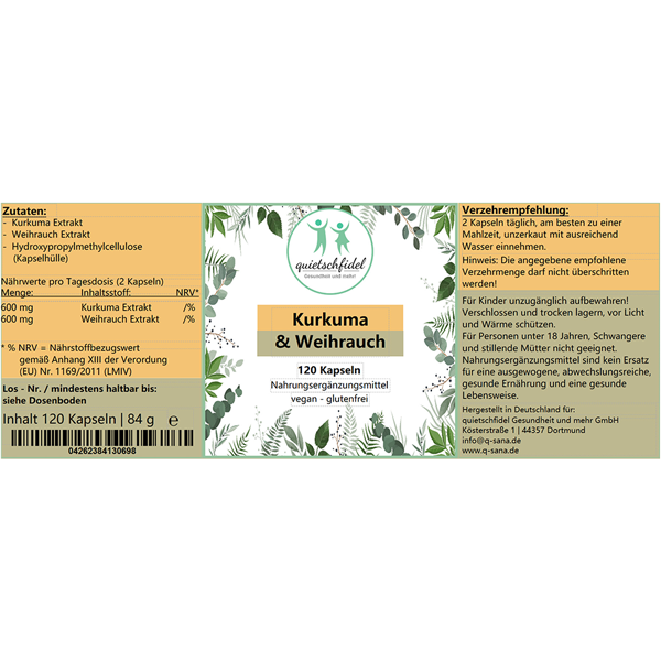 Kurkuma & Weihrauch Extrakt - 120 Kapseln