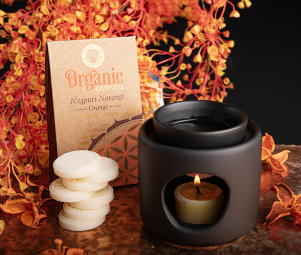 Organic - Wachstaler für Aromalampen – Blume des Lebens Orange