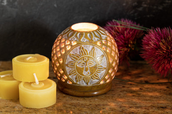 Teelichtkugel „Sun“ – Sonne gelb