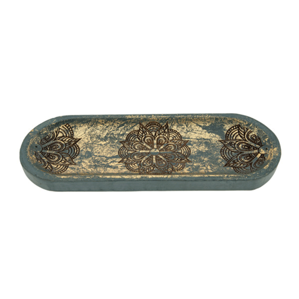 Räucher Stäbchenhalter Mandala Holz türkis von Berk KH 1106