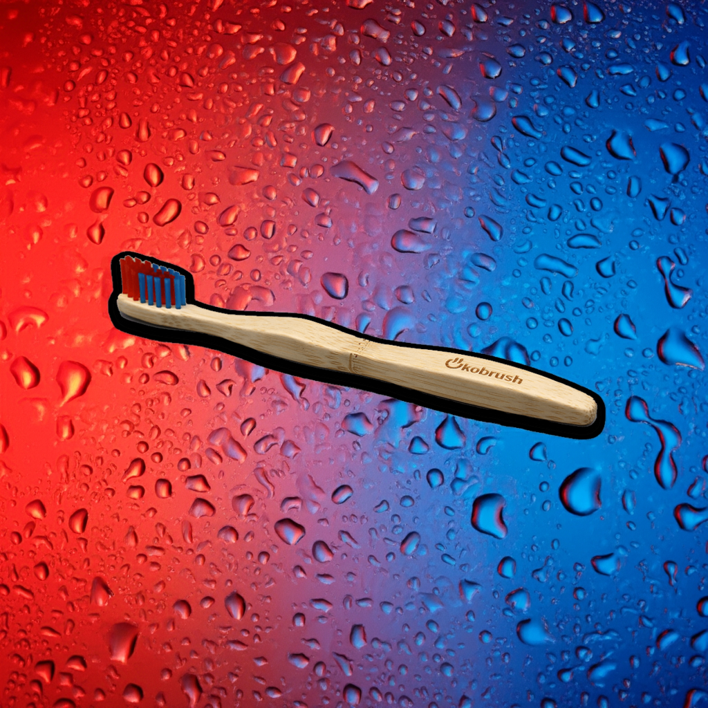 Bambuszahnbürste „Ökobrush“ rot/blau – weich KIDS