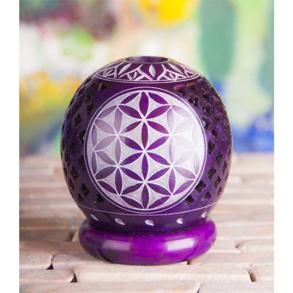 Teelichtkugel „Blume“ – Blume des Lebens lila