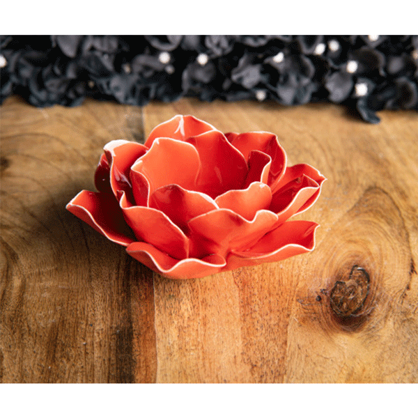 Teelichthalter / Kegelhalter „Rose“ rot