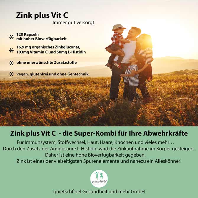 Zink plus Vitamin C – 120 Kapseln