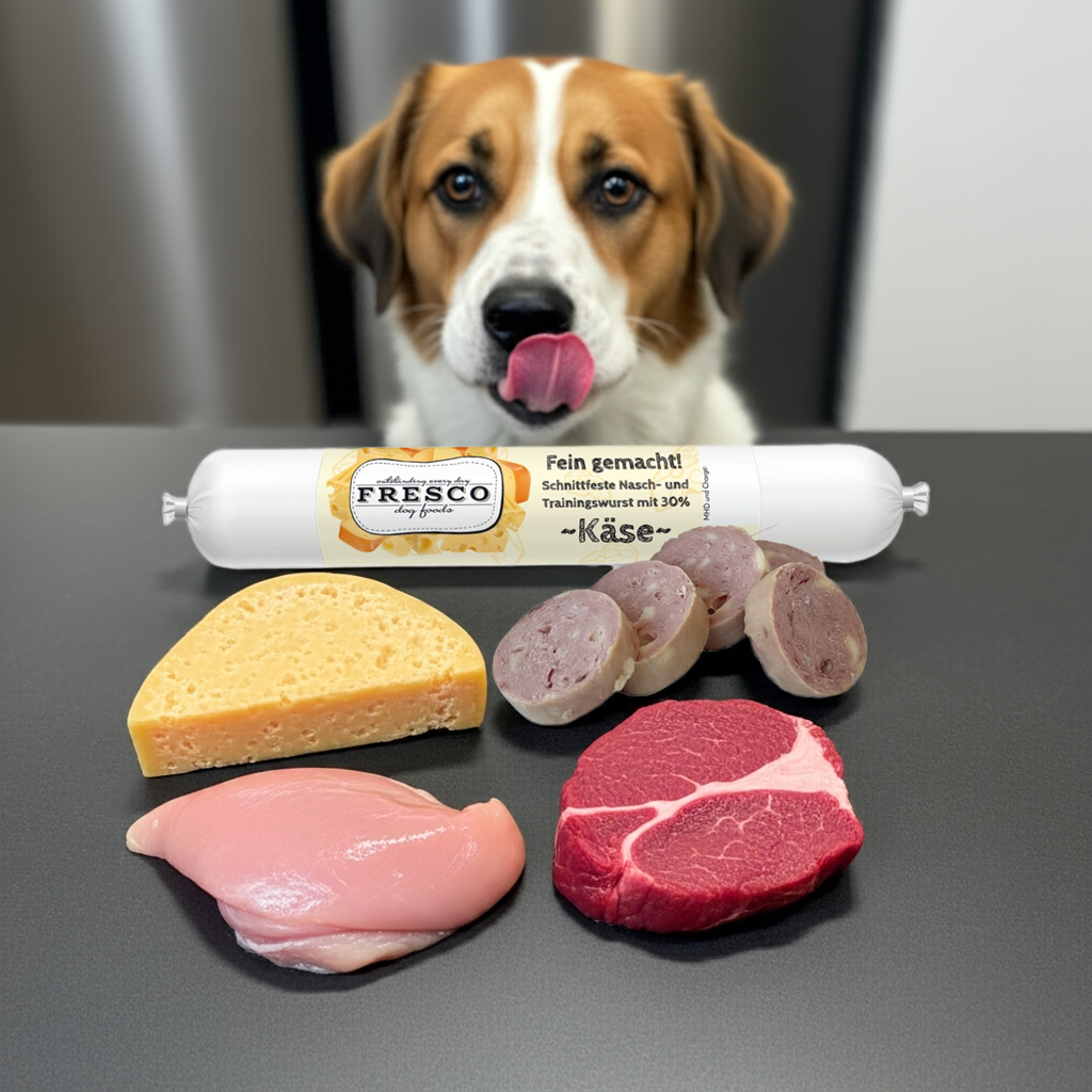 FRESCO - Fein gemacht Schnittfeste Nasch- und Trainingswurst Käse