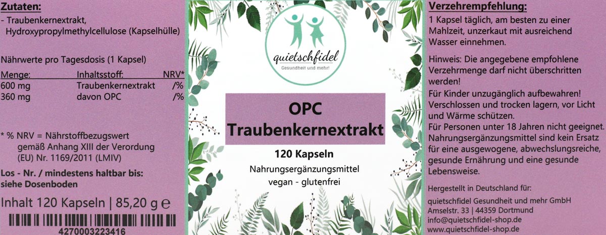 OPC Traubenkernextrakt 600 mg – 120 Kapseln