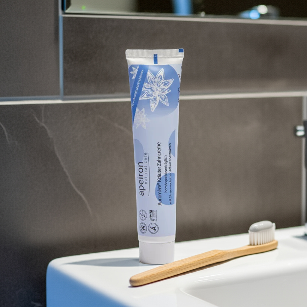 Apeiron Auromère Kräuter-Zahncreme 75ml- Homöopathieverträglich fluoridfreie Zahnpasta