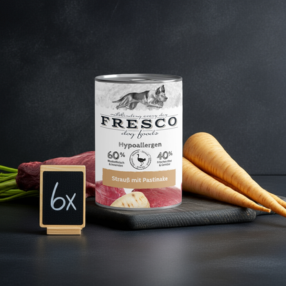 FRESCO - Hypoallergen-Menü Strauß mit Pastinake (haltbares BARF) 6x400g