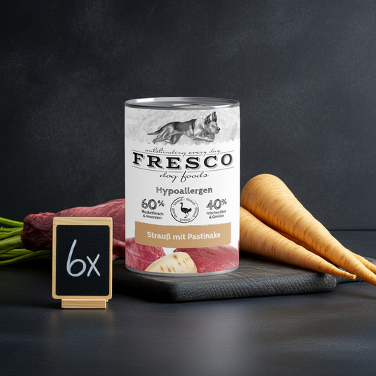 FRESCO - Hypoallergen-Menü Strauß mit Pastinake (haltbares BARF) 6x400g