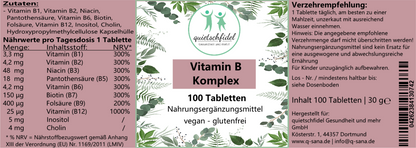 Etikett Vitamin B Komplex 100 Tabletten