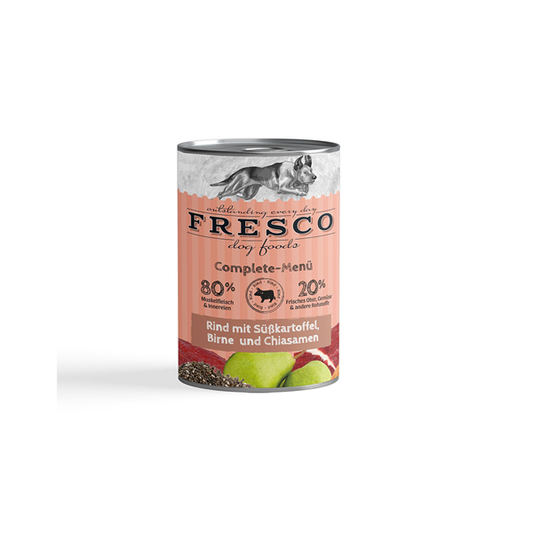 FRESCO - Complete Menü Rind mit Süßkartoffeln, Birne &amp; Chiasamen (haltbares BARF) 1x400g&nbsp;