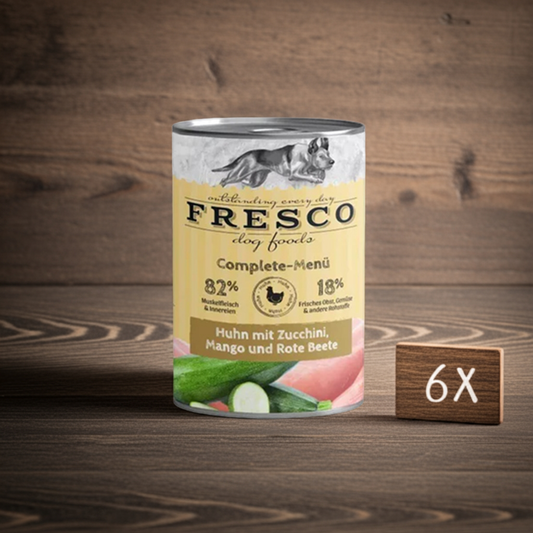 FRESCO-Complete-Menü Huhn mit Zucchini, Mango und Rote Beete(haltbares B.A.R.F.) 6x400g