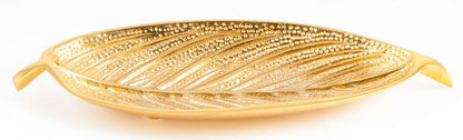 Räucherstäbchenhalter Blatt, goldvergoldet aus Weißmetall
