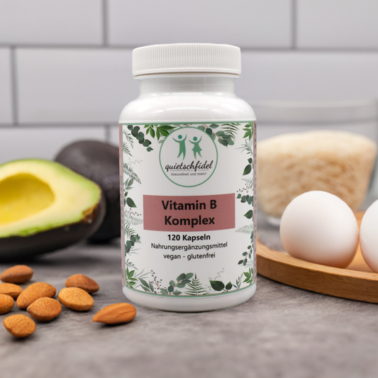 Vitamin B-Komplex B1, B2, B3, B5, B6, B7 Biotin, B9 Folsäure, B12 – 120 Kapseln MHD 6/25