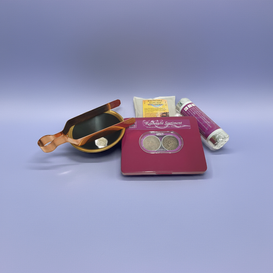 Räucherset mit Räucherschale schwarz/gold Keramik Starterpaket Räucherwerk von Berk Kohle Zange